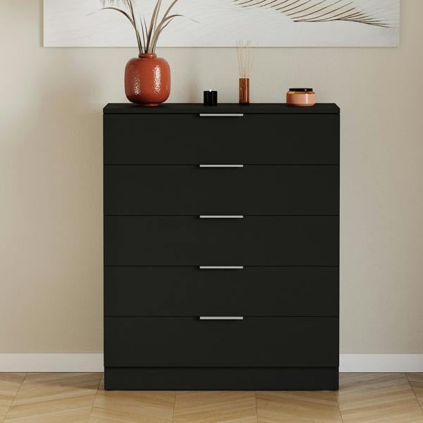 Vida Designs Trega 5 Drawer Chest, Black