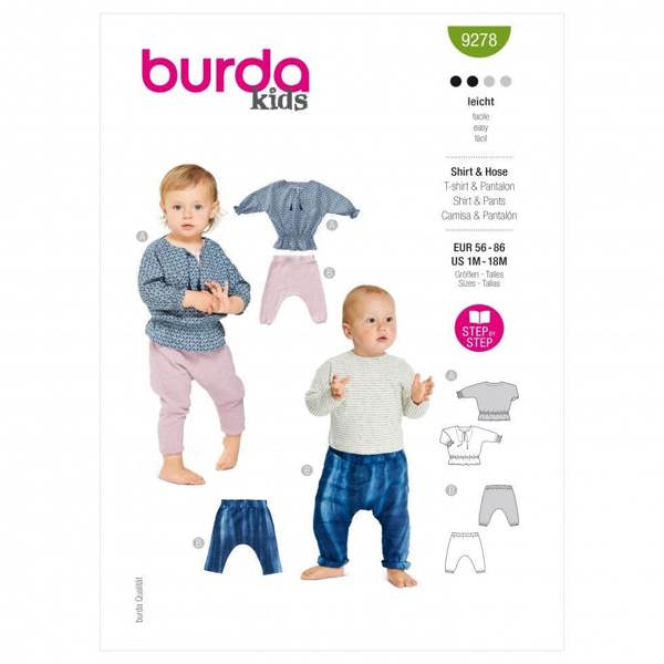 Burda Sewing Pattern 9278 Tops and Trousers For Babies and Kids, 56 to 86 - Easy