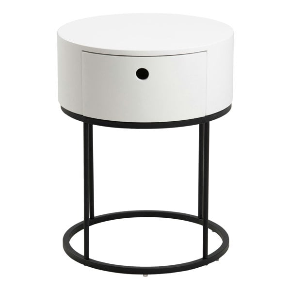 Furniture To Go Polo Round Bedside Table in White and Black