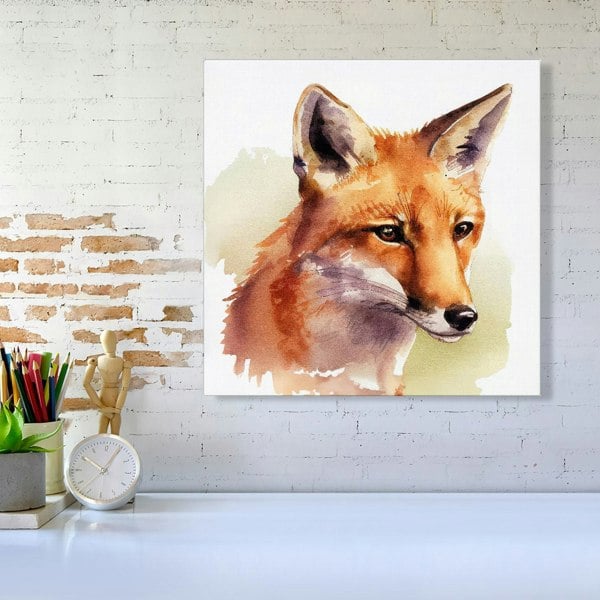 Warren Reed Fox Watercolour Canvas