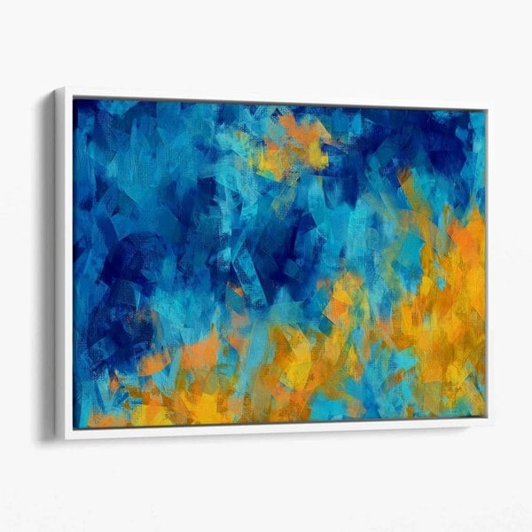 Artze Wall Art Cerulean Shore In Blue and Yellow Canvas Wall Art Print