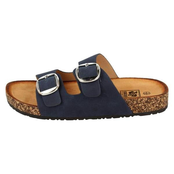 Down to Earth Ladies Down to Earth Low Flatform Dual Buckle Mule Sandal F12090