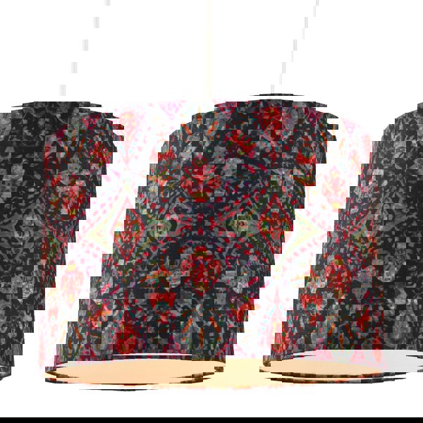 Bohemian Kaleidoscope Cotton Lamp Shade with Green and Red Colouring Image 2
