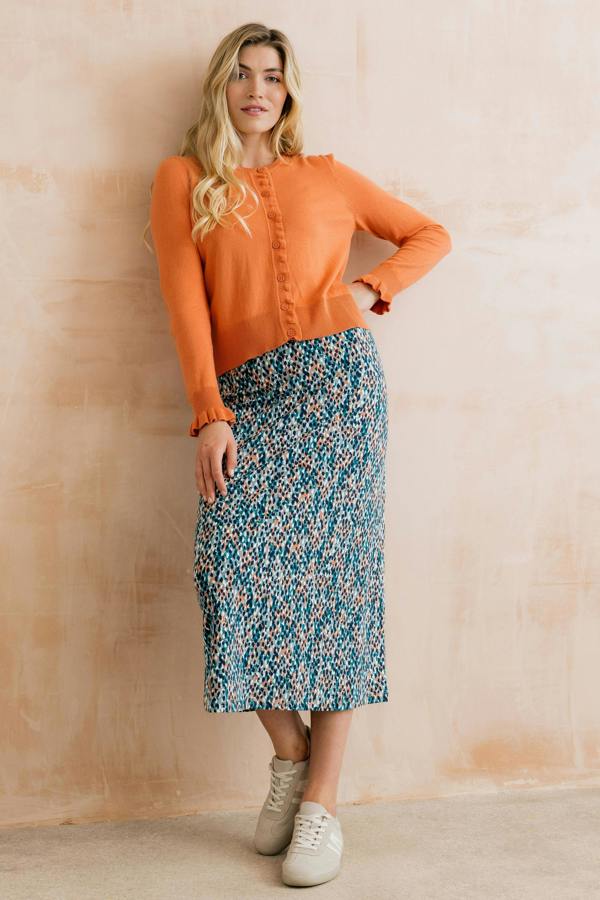 Lily & Me Lauren Ruffle Outfitter Cardigan Soft Orange