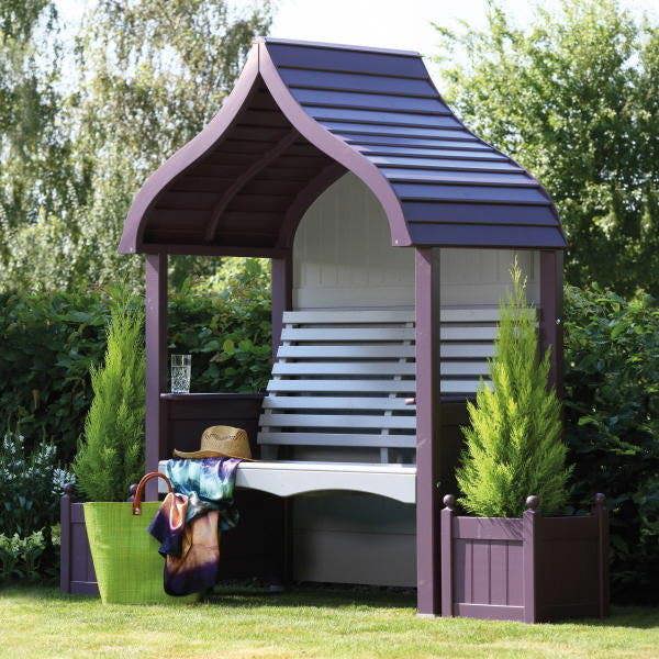 AFK Wooden Garden Arbour 'Orchard' In Lavender and Stone