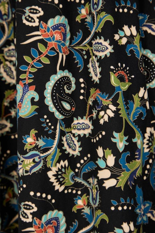 Mudflower Paisley Print Shirred Soft Touch Bodice Midi Dress