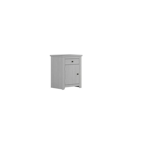 Wyld Haus Tralee Panelled Grey Washed Wooden Bedside Cabinet 1 Drawer 1 Door