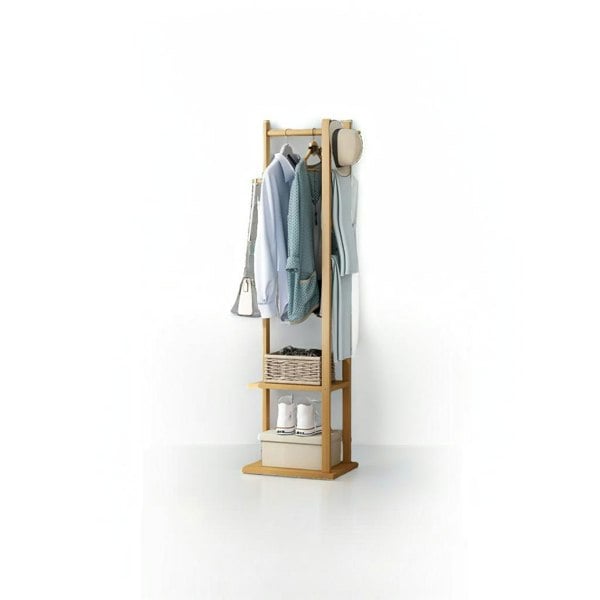 Modcraft Bamboo Coat Stand with Garment Shelf and Hanging Rail