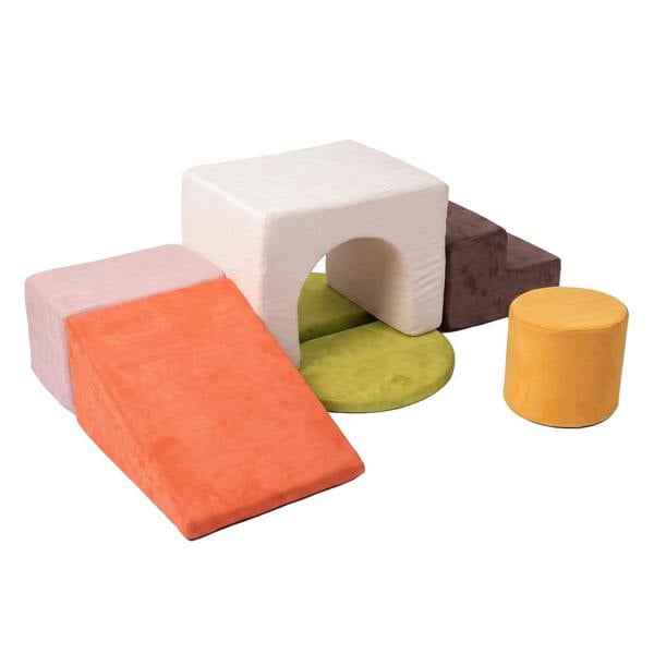 Dekko Soft Play Set Foam Blocks Baby Climbing Blocks Vellum Suede Multi-Colour