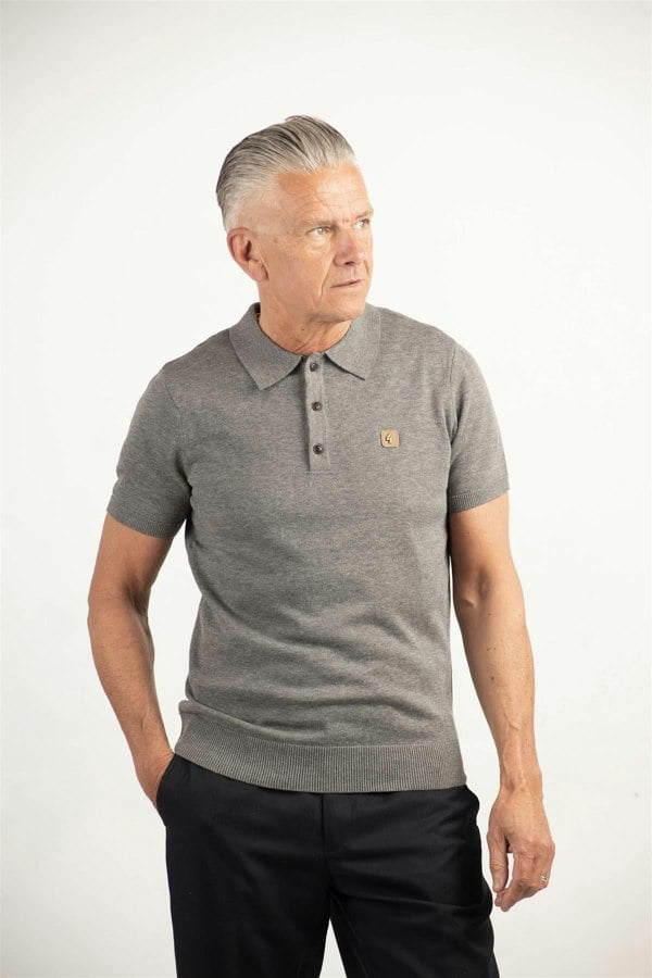 Gabicci V00GK04 Mens Jackson Knitted Polo Gabicci Vintage - GREY
