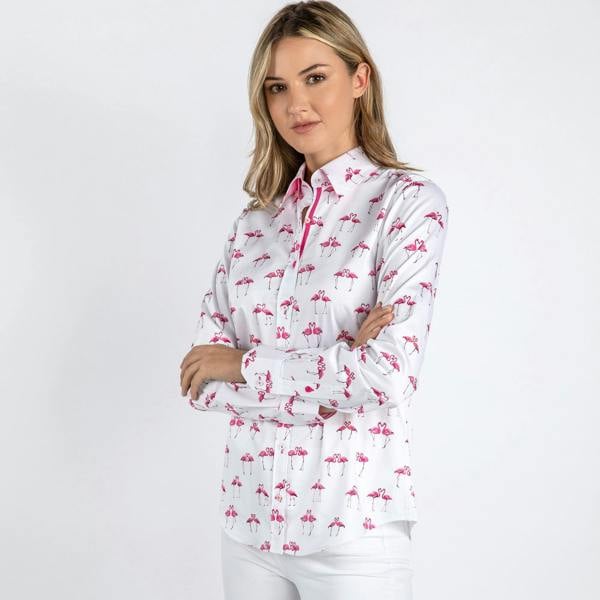 KISSING FLAMINGO WOMENS PRINTED SHIRT - Premium Men's Patterned Shirt by Claudio Lugli | Bold Design, Tailored Fit, Best Printed Shirts
