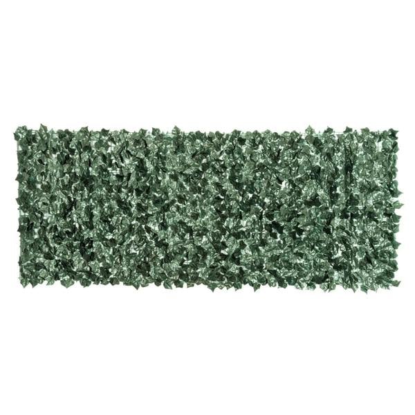 Dark green artificial leaf hedge privacy fence panel, rectangular with dense foliage