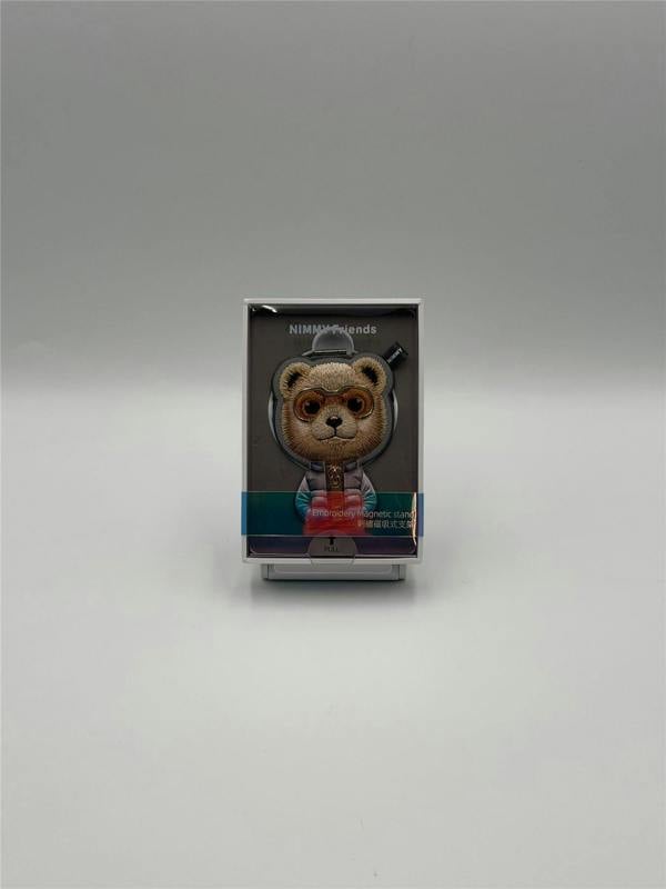 Nimmy Friends Nimmy Cool & Cute 2.0 Grey Bear Embroidery Magnetic Stand with MagSafe Grey - N-KM-BSZJ-11-A