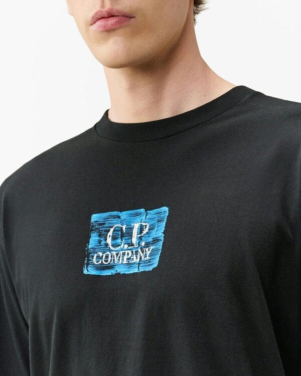 C.P. Company 30/1 Jersey Graphic Logo Mens T-Shirt - Black 999