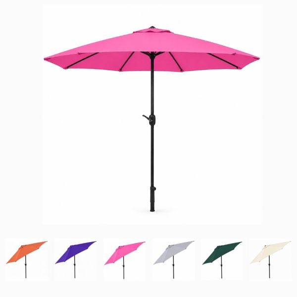 The Garden Marketplace 2.7M Wide Garden Parasol Tilt and Crank