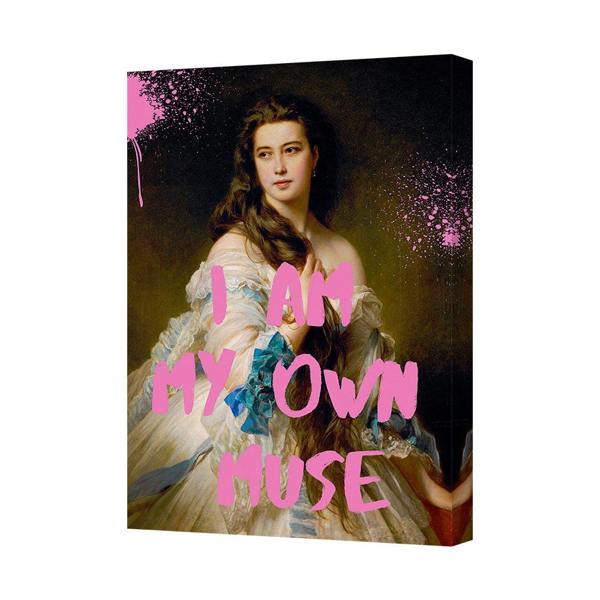 Benjamin Tate Design Canvas Wall Art I Am My Own Muse Portrait With Pink Graffiti Overlay