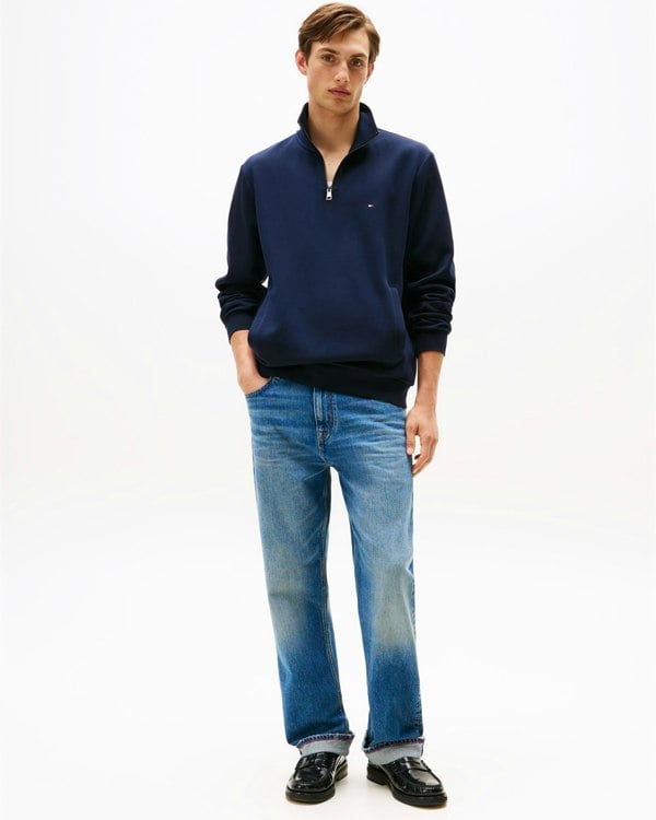 Tommy Hilfiger Essential Intechno Mens Half Zip Sweatshirt - Desert Sky