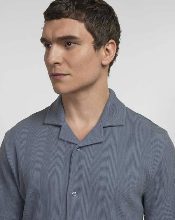 Steel & Jelly Charlton - Stripe Jacquard Waffle Short Sleeve Shirt