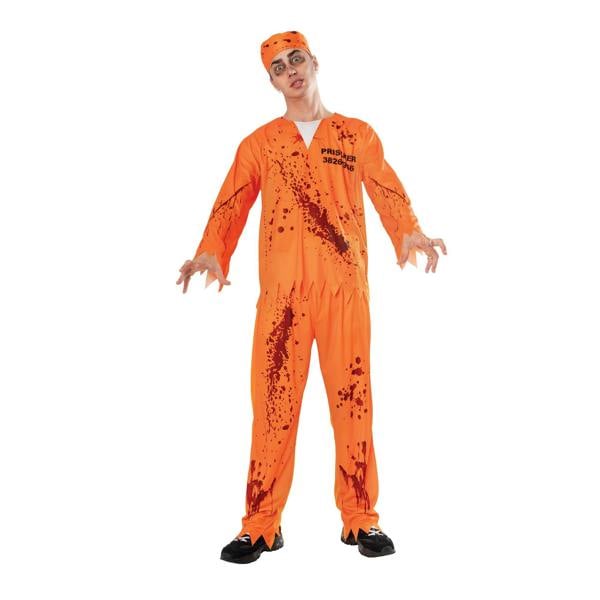Bristol Novelty Mens Bloody Convict Costume - Orange/Red/White - 