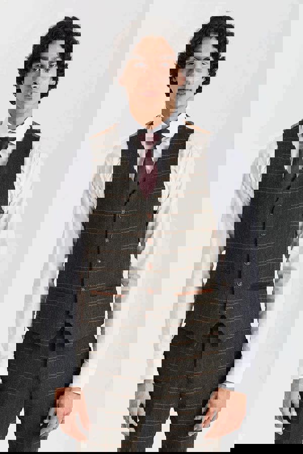 Paul Andrew Harris - Men's Green Tweed Herringbone Check Waistcoat