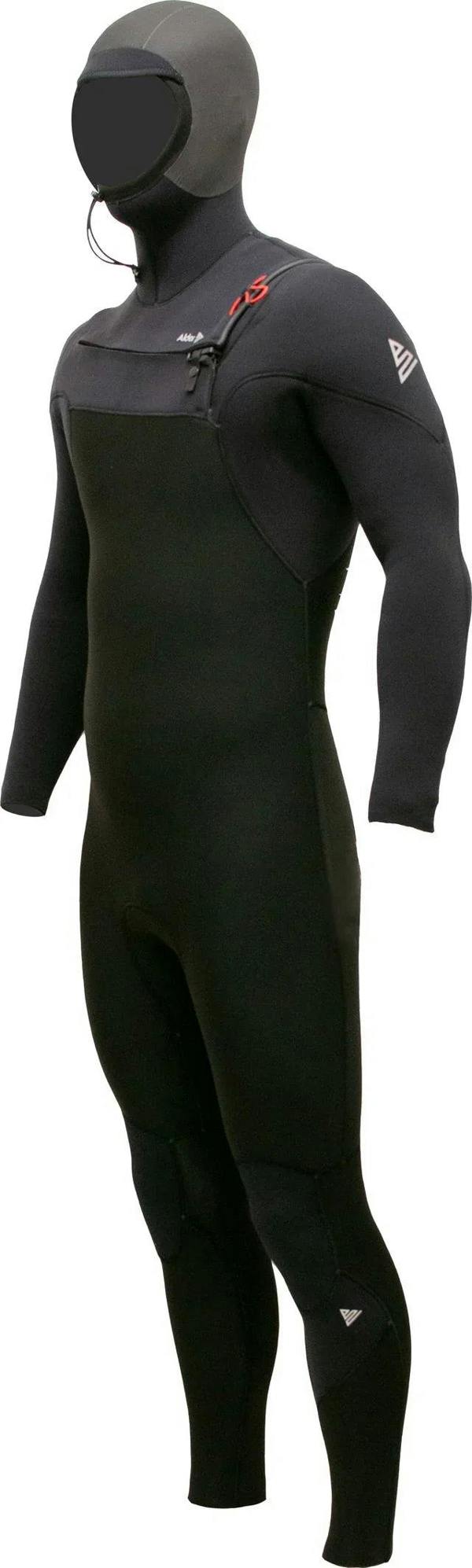 Alder Evo Fire MX Hooded Men's 6/4 mm Chest Zip Black Wetsuit