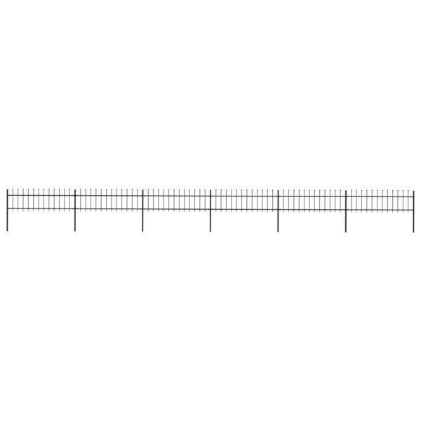 Berkfield Garden Fence with Spear Top Steel 10.2x0.6 m Black