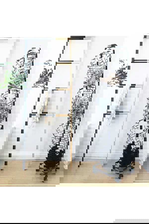 Living and Home 3 Tiers Metal Laundry Basket Wire Storage Dirty Clothes Detachable Basket with 4 Wheels