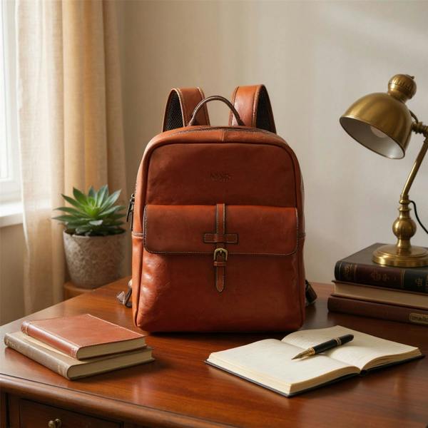 Infinity Leather Genuine Leather Vintage Laptop Backpack Travel Bag - Cove