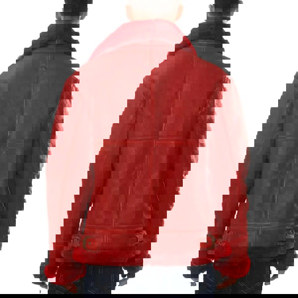 Leather Company Men's Red Shearling B3 Bomber Leather Jacket