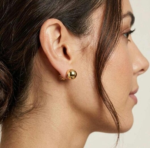 The Colourful Aura 18ct Gold Plated Classic Ball Stud Earrings