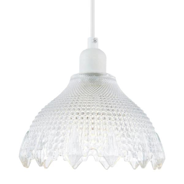 Classic Ornate Round Clear Glass Pendant Shade with Moulded Design Image 1