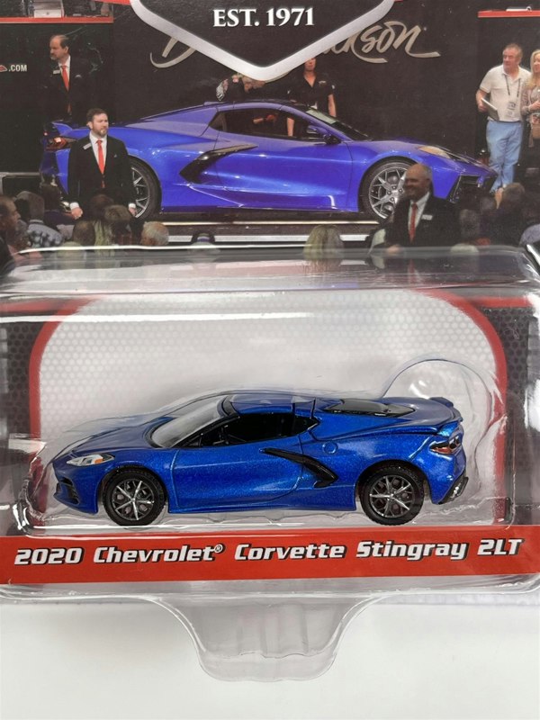 Greenlight 2020 Chevrolet Corvette Stingray 2LT Blue Barrett Jackson 1:64 37290E