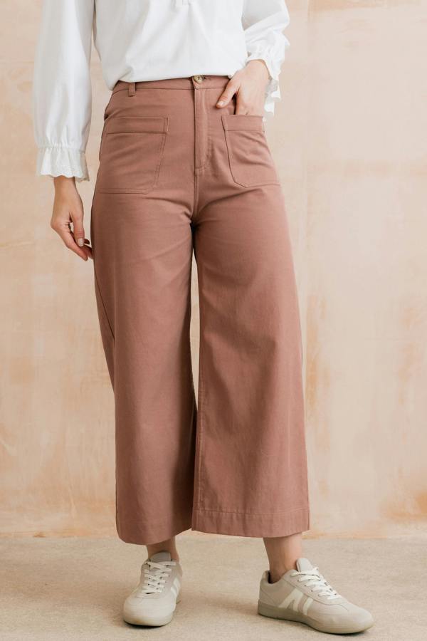 Amelia Cropped Wide Leg Trousers Soft Pink