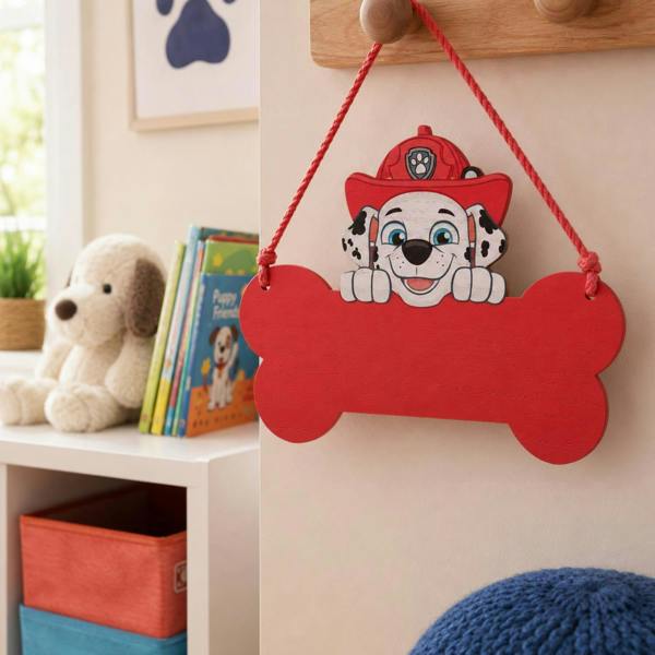 Widdop & Co Paw Patrol Marshall Wooden Hanging Plaque Red