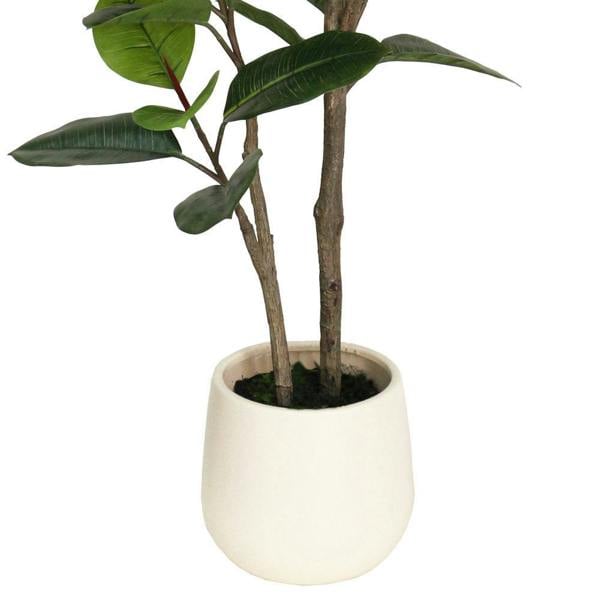 Artificial Rubber Ficus Tree in White Pot - 135cm