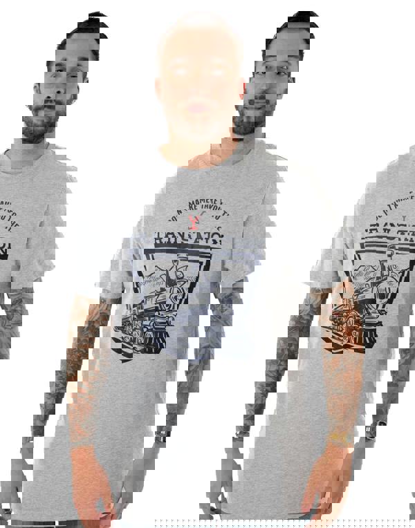 Yellowstone Mens Grey Train Station Short Sleeved T-Shirt