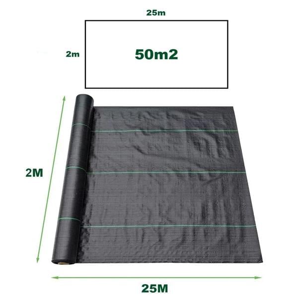 Spudulica Home & Garden Weed Control Fabric Roll 50m² 100gsm – Heavy Duty Garden Weed Membrane