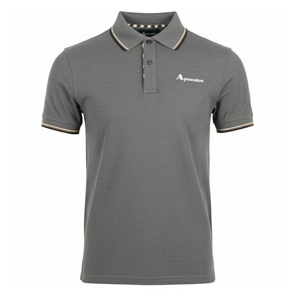 Aquascutum Mens Tipped Polo Shirt - Grey - 