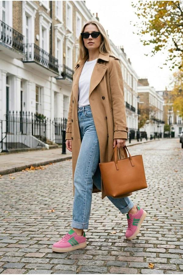 Genevieve Suede Effect Two Tone Trainers | colour:PINK