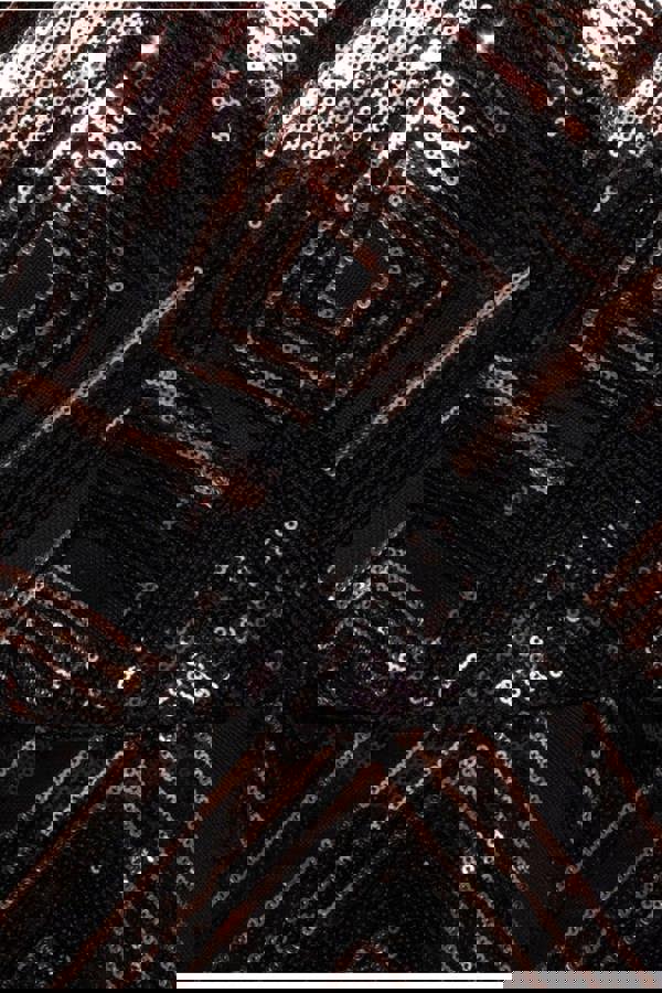 Geometric Sequin Sleeveless Maxi - Black DR3461