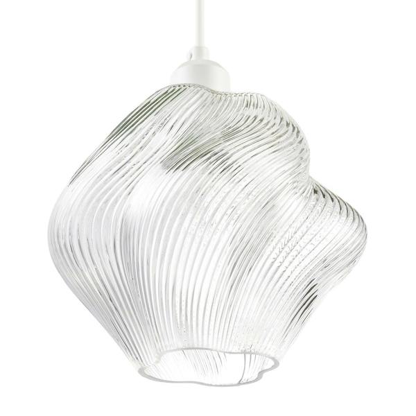 Modern Clear Twisted Glass Pendant Light Shade with Etched Grooves Image 5