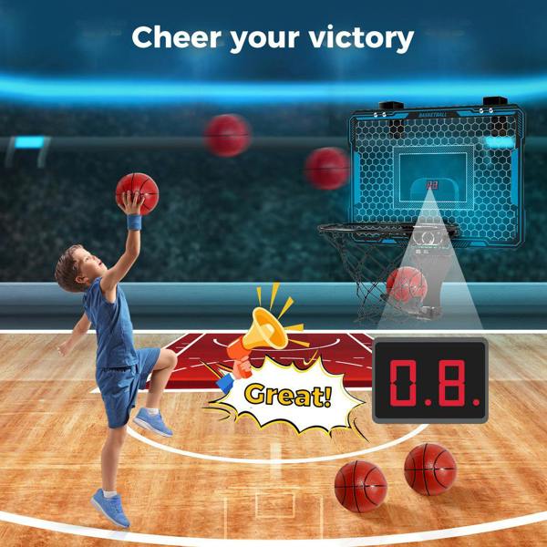 Dekko Mini Basketball Hoop Door Indoor Game with Led & 4 Balls Automatic Scoring