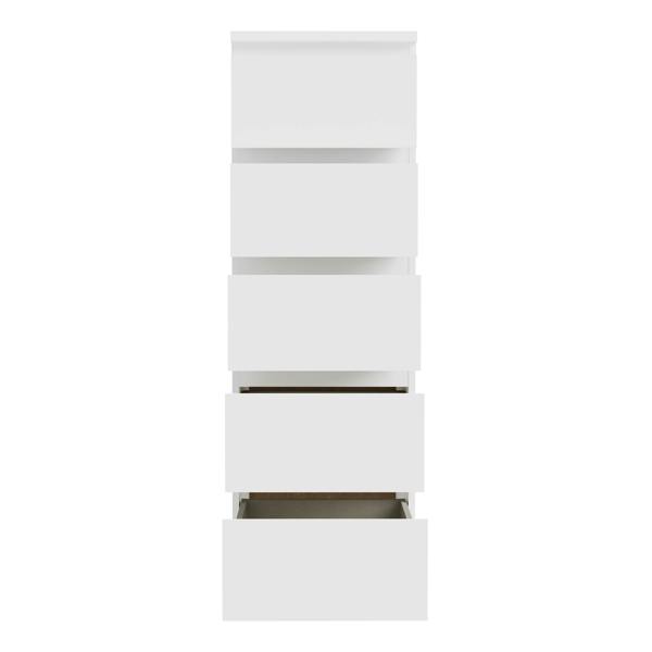 Edmore 5 Drawer Tall Narrow Chest in White