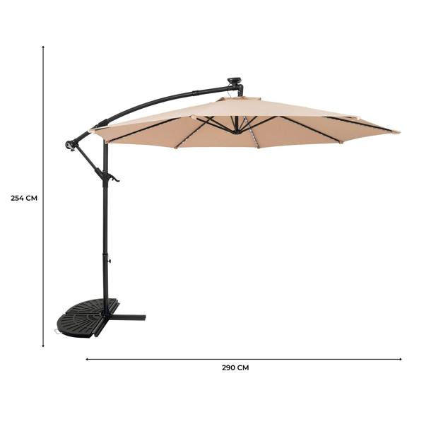 Jardi LED Cantilever Parasol 3m With Half Fan Base – Beige