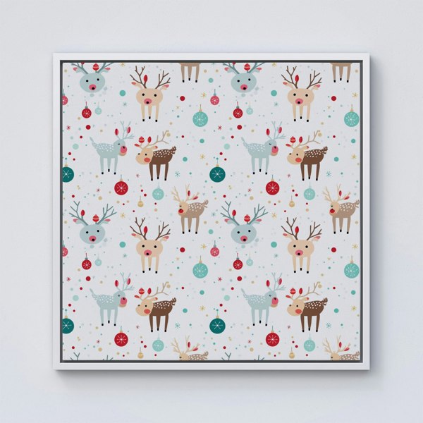 Warren Reed Happy Reindeer With Christmas Lights Framed Canvas