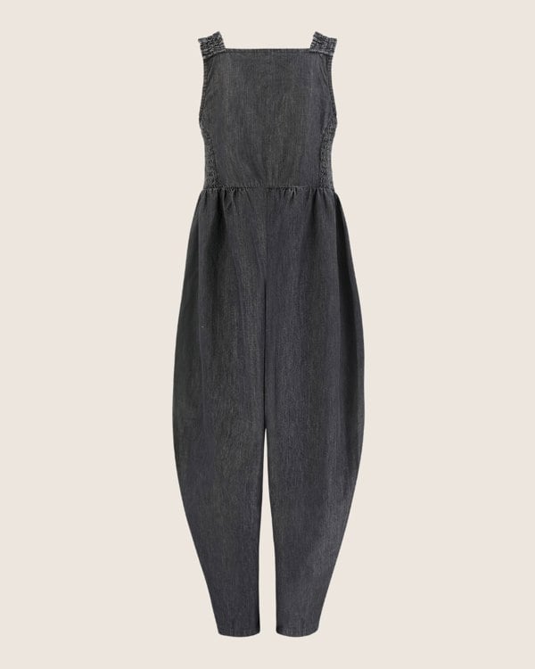 Alice Black Denim Smocking Strap Jumpsuit- image 8