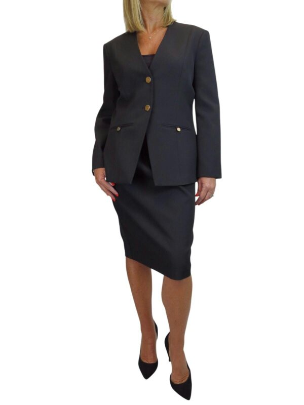 Paulo Due Women's 2 Piece V Neck Skirt Suit