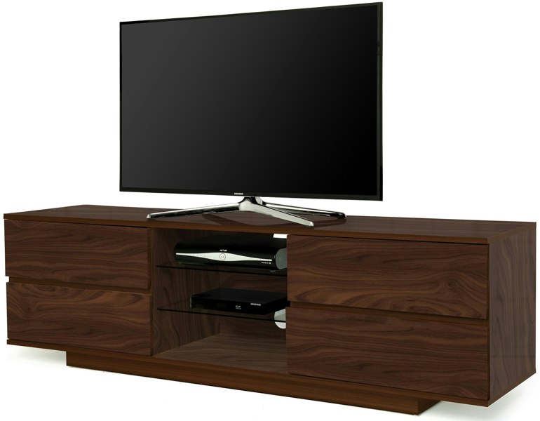 Centurion Supports Avitus Premium Walnut with 4-Walnut Drawers and 3-Shelves 32"-65" LED/OLED/LCD TV Cabinet