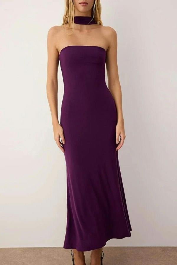 WOVCOR Maxi Unlined Dress with Neck Detail