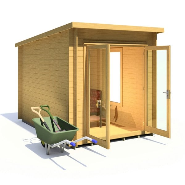 Shire Emneth 10x10 Pent Log Cabin 19mm interlock  Cladding - Best Shed